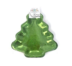 6 Assiettes En Papier Sapin De Noël Vert 21x20 Cm