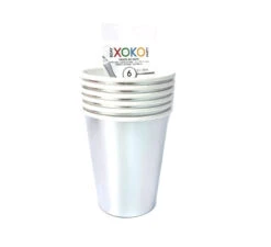 6 Gobelets En Carton Argentés De Noël De 270 Ml