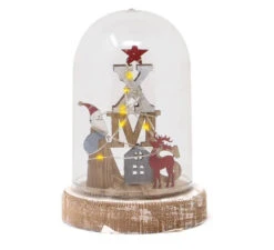 Boule De Noël En Bois Led 15 Cm