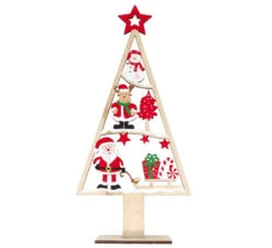 Arbre Père Noël, Renne Et Bonhomme De Neige En Bois 35 Cm