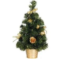 Arbre De Noël Avec Décoration Dorée Et Pot 30 Cm
