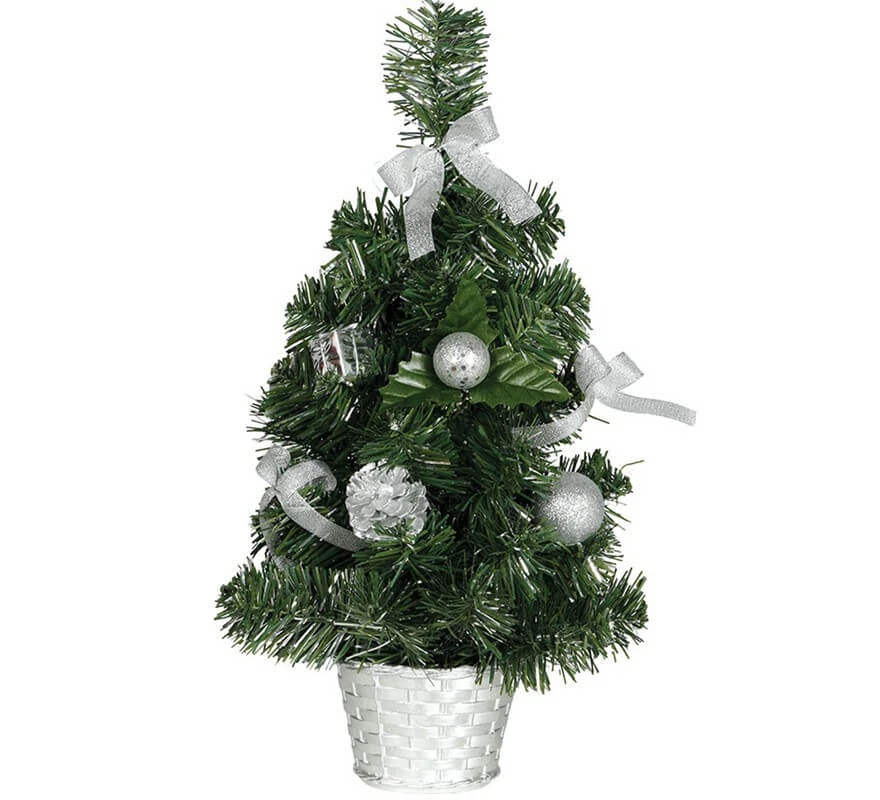 Arbre De Noël Avec Décoration Argent Et Pot 30 Cm 3 Arbre De Noël Avec Décoration Argent Et Pot 30 Cm