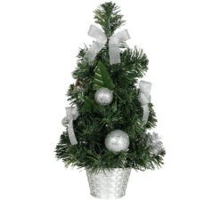 Arbre De Noël Avec Décoration Argent Et Pot 40 Cm