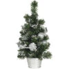 Arbre De Noël Neigé Avec Décoration Argent Et Pot 40 Cm -Déguisements Soldes arbol de navidad decorado plata nevado de 40 cm con maceta 108838
