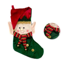 Chaussette De Décoration De Noël Elfe 56 Cm