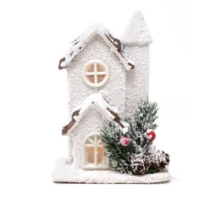 Maison De Noël En Bois Led 17 Cm