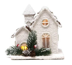 Maison De Noël En Bois Led 18 Cm