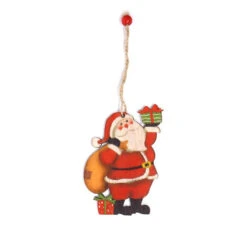 Pendentif Père Noël En Bois 10 Cm