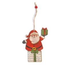 Pendentif Père Noël En Bois 13 Cm