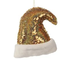 Chapeau De Père Noël Paillettes 20 Cm Pour Décorer L'arbre De Noël