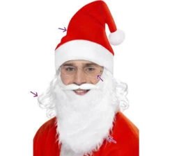 Kit De Père NoËl: Barbe, Lunettes Et Casquette Avec Cheveux