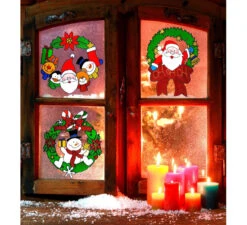 Sticker Vitrine Guirlande De Noël Assorties En 3 Modèles De 30 Cm
