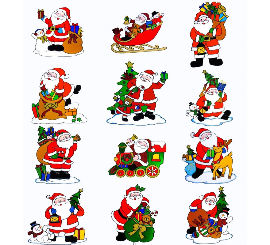 Assortiment De Stickers Fenêtre Père Noël En 12 Modèles De 30 Cm 4 Assortiment De Stickers Fenêtre Père Noël En 12 Modèles De 30 Cm – Image 2